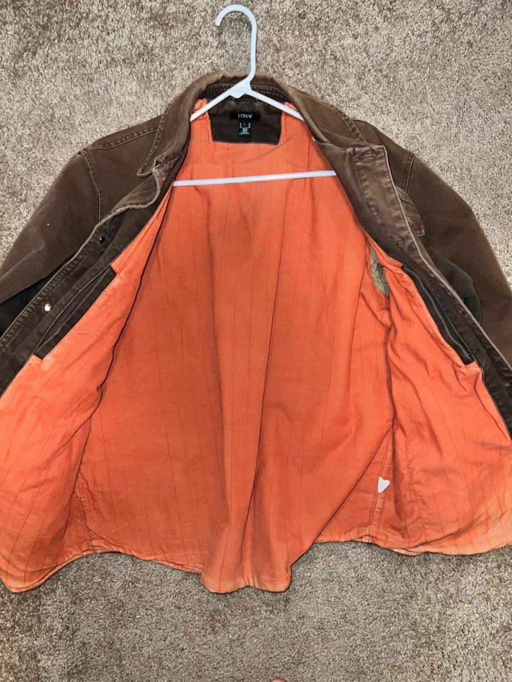 Vintage J Crew Men’s Brown Canvas Orange Corduroy Lined Chore Jacket Size L